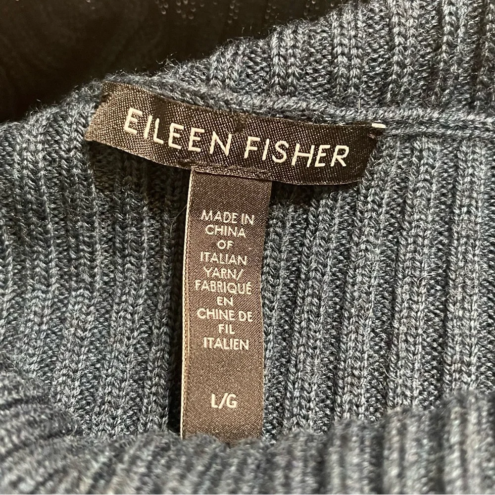 EILEEN FISHER Ribbed Turtleneck‎ Wool Tank In Alpine L - Picture 8 of 16